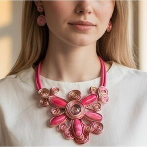 Jennifer & Company Statement Necklace & Earrings Set (BR999/1)